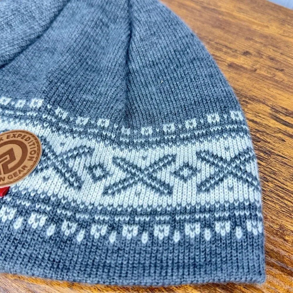 Rock Expedition Norway OS 100% Wool braided knit Geometric beanie hat NWOT